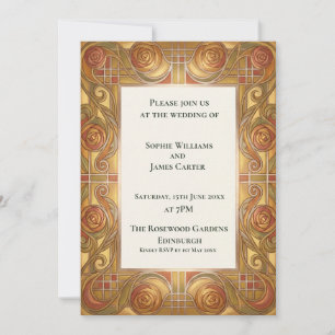 Terracotta Gold Baroque Wedding Invitation