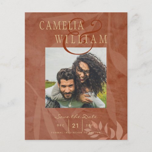 Terracotta Gold Fall Wedding PHOTO Save The Date Flyer