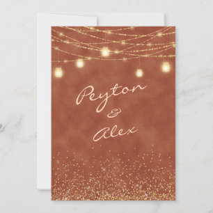 Terracotta Gold Glitter Wedding Invitation