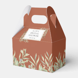 Terracotta Gold Greenery Bridal Shower Favor Box