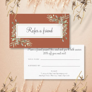 Terracotta Gold Greenery Business Referral Card