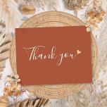 Terracotta Gold Heart Script Business Thank You Postcard<br><div class="desc">An elegant business thank you postcard featuring a chic gold heart on a terracotta background. A perfect way to say thank you to your customers and clients. This elegant design is ideal for a wide range of businesses including spas salons hair and makeup stylists boutiques beauticians and florists. Designed by...</div>