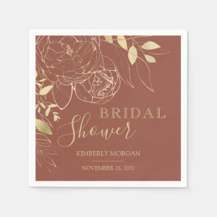Terracotta & Gold Modern Floral Bridal Shower Napk Napkins