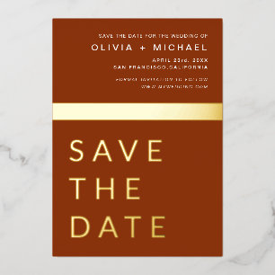 Terracotta Gold Save the Date Elegant Foil Invitation