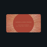 Terracotta & Gold sunburst frame art deco address Label<br><div class="desc">A minimalist and slightly retro art deco terracotta and gold holiday collection,  with striking sunburst frames.</div>