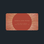 Terracotta & Gold sunburst frame art deco address Label<br><div class="desc">A minimalist and slightly retro art deco terracotta and gold holiday collection,  with striking sunburst frames.</div>