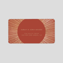 Terracotta & Gold sunburst frame art deco address Label