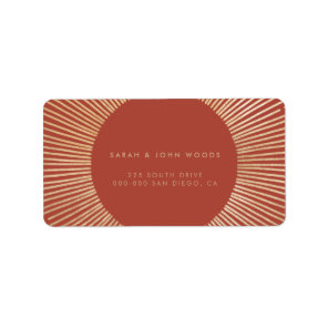 Terracotta & Gold sunburst frame art deco address Label