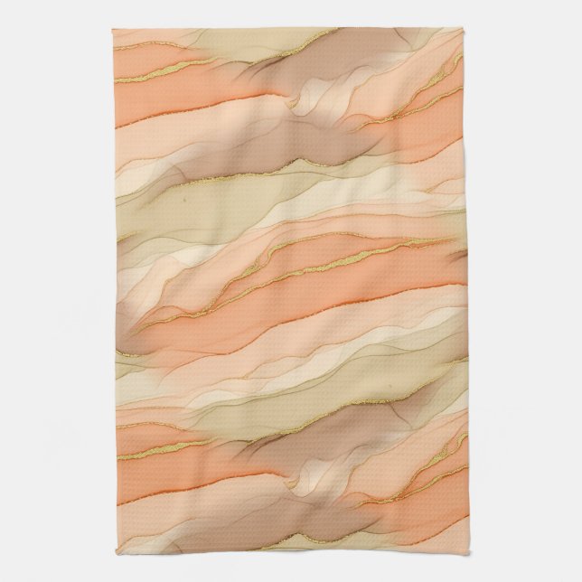 Terracotta Gold Vein Marble - Warm Luxury (3)      Kitchen Towel (Vertical)