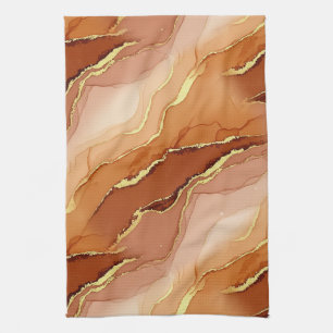 Terracotta Gold Vein Marble - Warm Luxury (6) Kitchen Towel