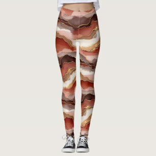 Terracotta Gold Vein Marble - Warm Luxury (7)      Leggings