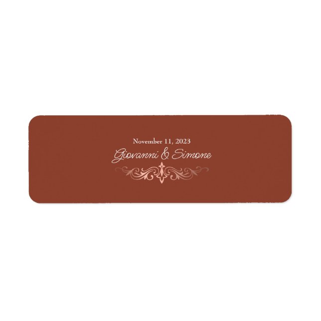 Terracotta Gold Wedding Cigar Band Labels (Front)