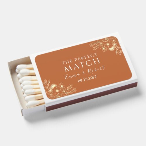 Terracotta Gold Wedding Favor Matchboxes