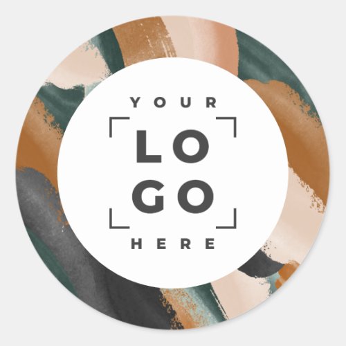Terracotta green abstract painted minimal modern classic round sticker