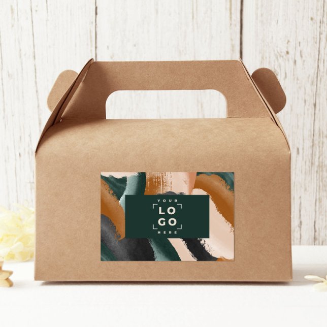 Terracotta, green abstract painted minimal modern  rectangular sticker (Creator Uploaded)