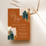 Terracotta green abstract watercolor baby shower invitation