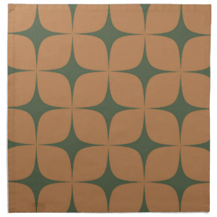Terracotta Green Mid Century Modern Boho Geometric Cloth Napkin