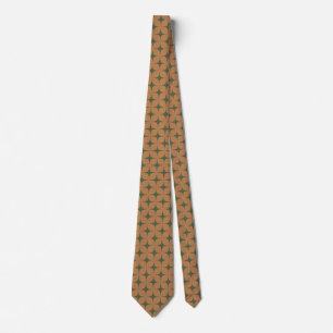 Terracotta Green Mid Century Modern Geometric  Neck Tie
