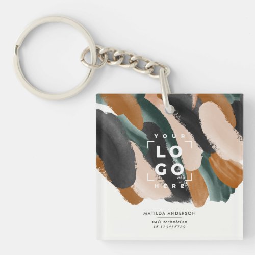 Terracotta green modern minimal photo abstract keychain