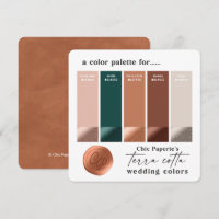 Terracotta Green Rustic Wedding Color Palette Card