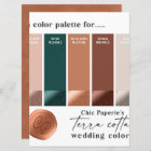 Terracotta Green Rustic Wedding Color Palette Card | Zazzle