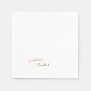 Terracotta & Green Script Grateful Thankful Napkins