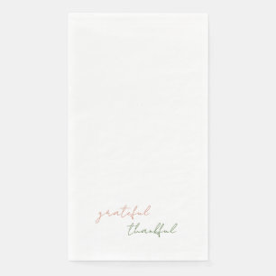 Terracotta & Green Script Grateful Thankful Paper Guest Towels