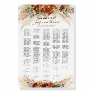 Terracotta greenery Alphabetical seating chart Foam Board