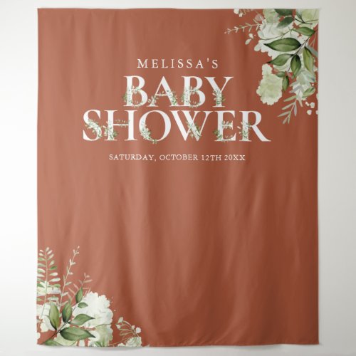 Terracotta Greenery Baby Shower Photo Backdrop