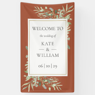 Terracotta Greenery Botanical Wedding Welcome Sign