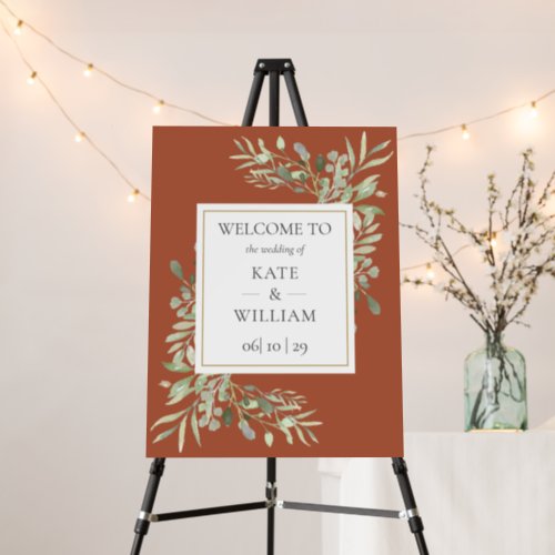 Terracotta Greenery Botanical Wedding Welcome Sign