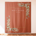 Terracotta Greenery Bridal Shower Photo Backdrop<br><div class="desc">Featuring delicate watercolor greenery leaves on a terracotta background,  this chic bridal shower photo booth backdrop can be personalized with the bride's name and special date. Designed by Thisisnotme©</div>