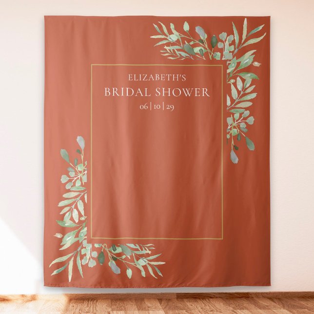 Terracotta Greenery Bridal Shower Photo Backdrop (Creator Uploaded)