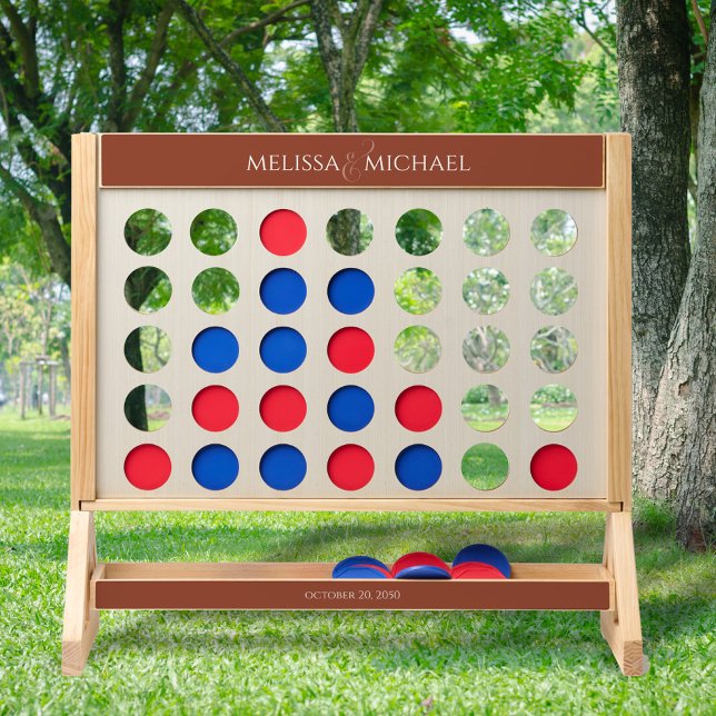 Terracotta Greenery Floral Calligraphy Ampersand Fast Four (Terracotta greenery and ampersand Fast Four game with Bride and Grooms Names)