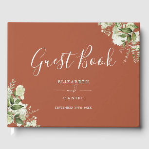 Terracotta Greenery Floral Wedding Guest Book