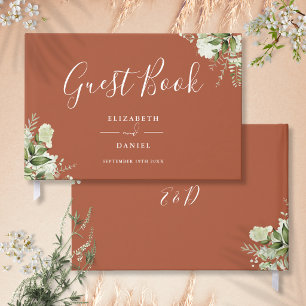 Terracotta Greenery Floral Wedding Guest Book