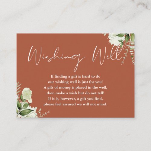 Terracotta Greenery Floral Wishing Well Wedding Enclosure Card