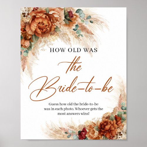Terracotta greenery How old was the Bride_to_be Poster