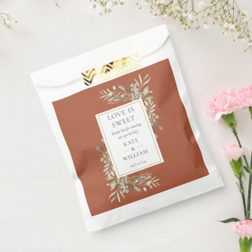 Terracotta Greenery Love Is Sweet Wedding Favor Bag