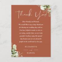 Terracotta Greenery Thank You Wedding Place Card