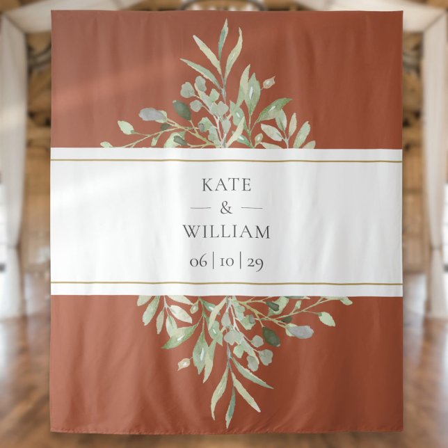 Terracotta Greenery Wedding Photo Booth Backdrop (Terracotta Greenery Wedding Photo Booth Backdrop)