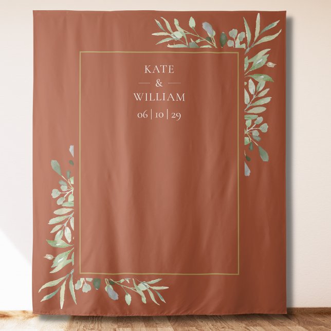 Terracotta Greenery Wedding Photo Booth Backdrop (Creator Uploaded)