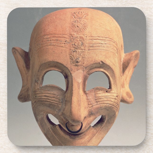 Terracotta grinning mask from San Sperate, 6th-5th Drink Coaster (Front)