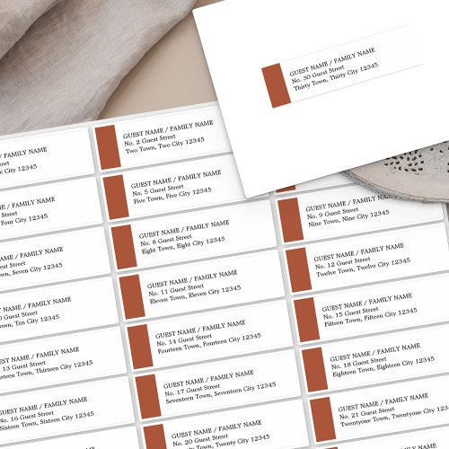Terracotta Guest Address Labels for 30 Invitations