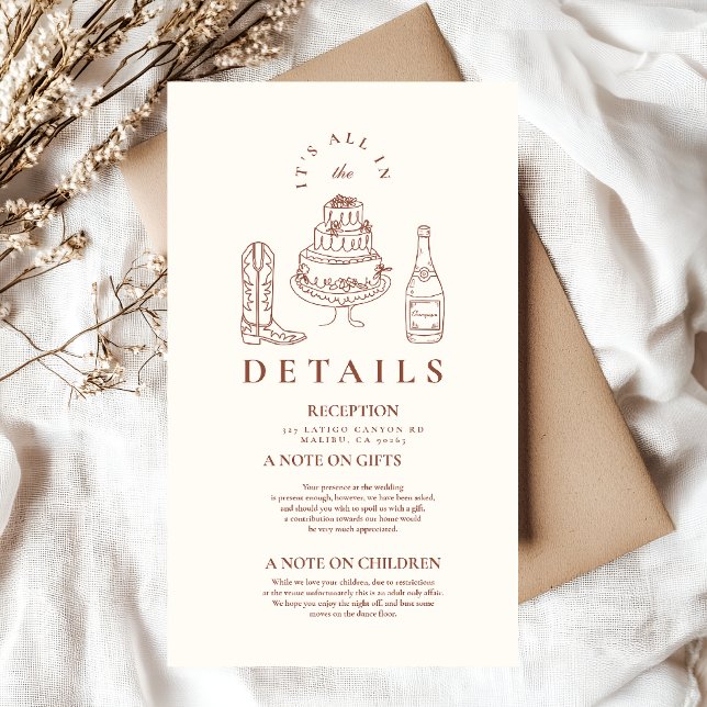 Terracotta Hand Drawn Funky Western Doodle Wedding Enclosure Card (Creator Uploaded)