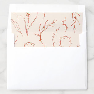 Terracotta Hand drawn organic botanical floral Envelope Liner