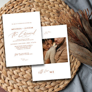 Terracotta Hand Lettered Photo Wedding Engagement Invitation