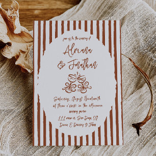 Terracotta Hand Painted Wedding Invitation
