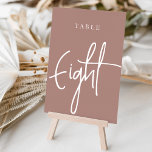 Terracotta Hand Scripted Table EIGHT Table Number<br><div class="desc">Simple and chic table number cards in earth tone Terracotta and white make an elegant statement at your wedding or event. Design features "table [number]" in an eyecatching mix of classic serif and handwritten script lettering. Design repeats on both sides. Individually numbered cards sold separately; order each table number individually...</div>