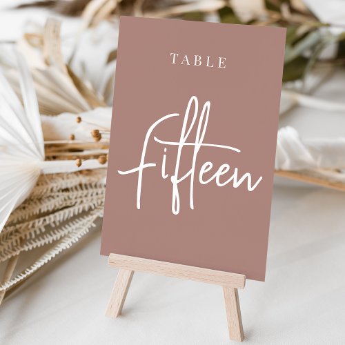 Terracotta Hand Scripted Table FIFTEEN Table Number